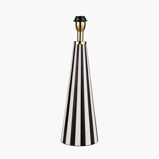 Alejo Black and White Stripe Conical Resin Table Lamp