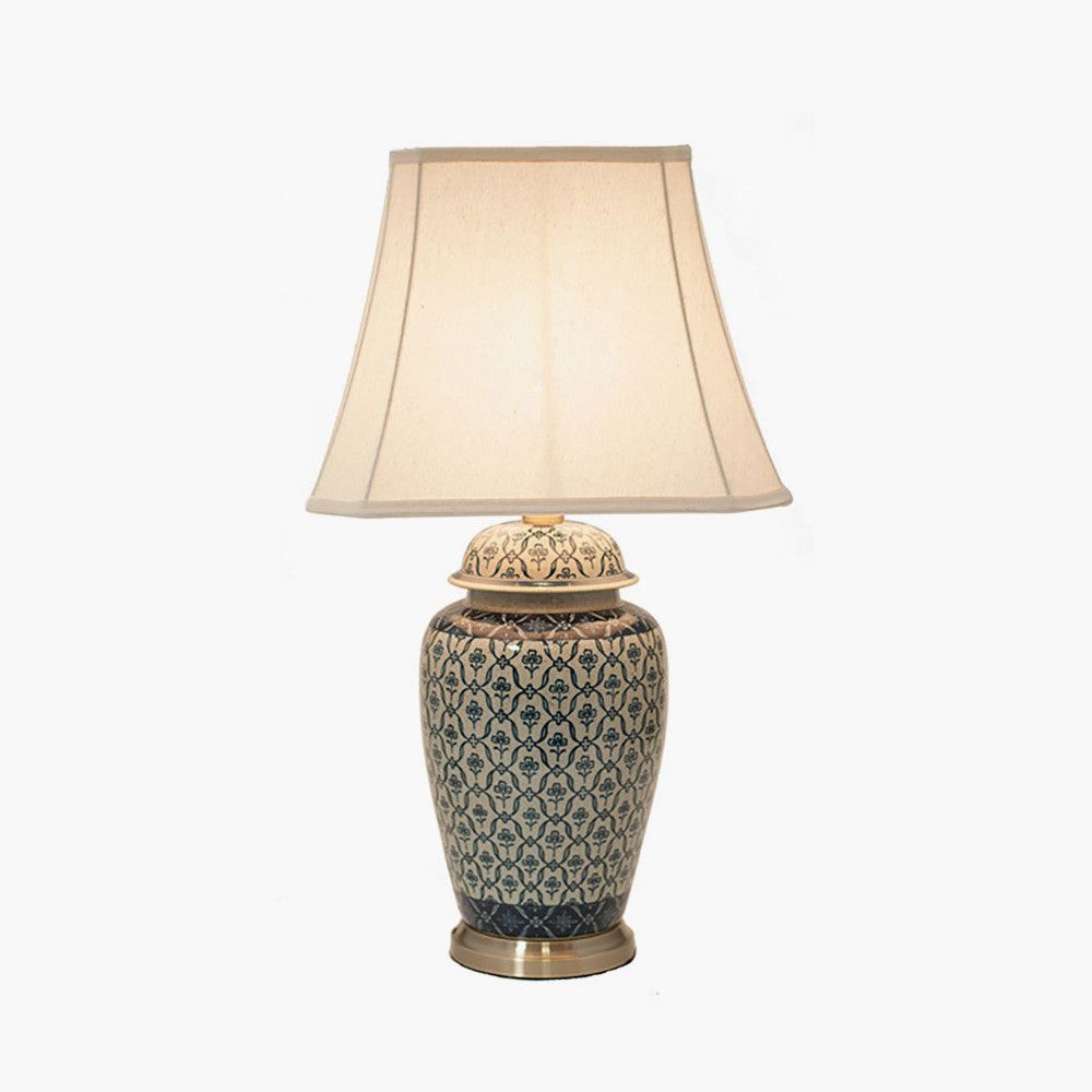 Chika Blue and White Ceramic Ginger Jar Table Lamp for sale - Woodcock and Cavendish