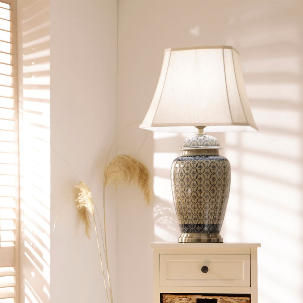 Chika Blue and White Ceramic Ginger Jar Table Lamp for sale - Woodcock and Cavendish