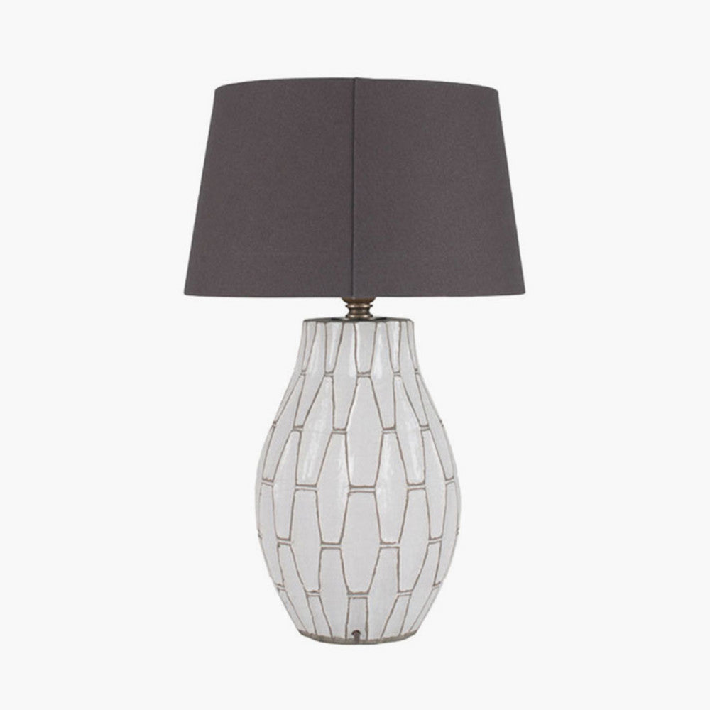 White Stoneware Geometric Table Lamp
