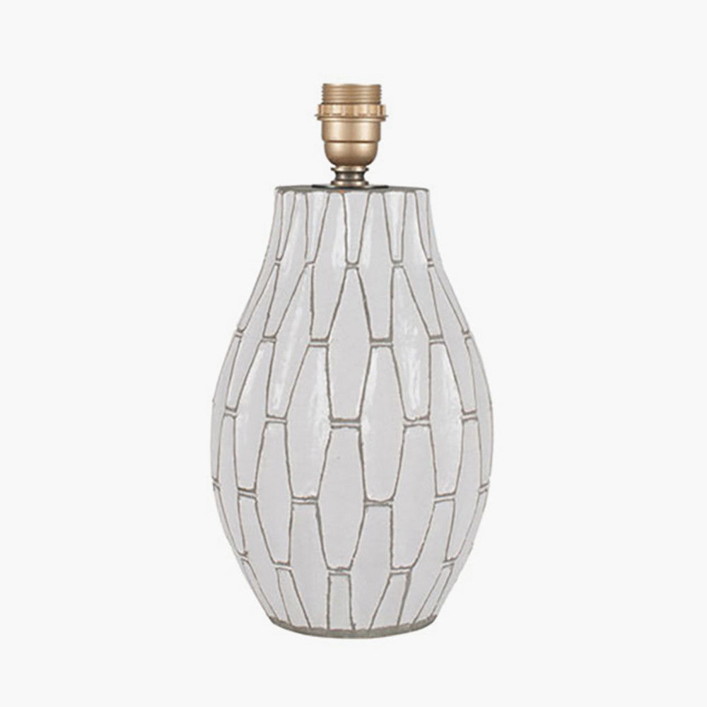 White Stoneware Geometric Table Lamp