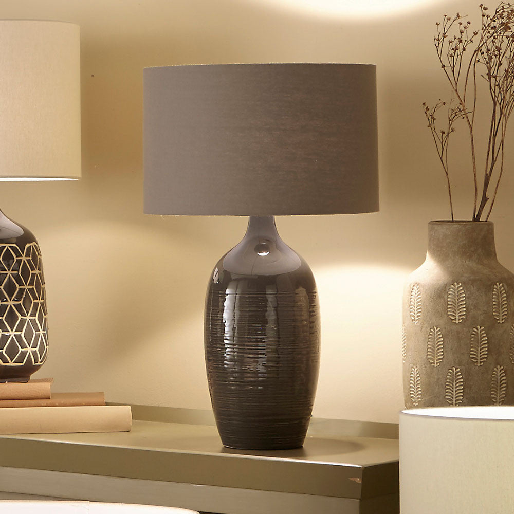Abbie Etched Graphite Ceramic Table Lamp for sale - Woodcock and Cavendish
