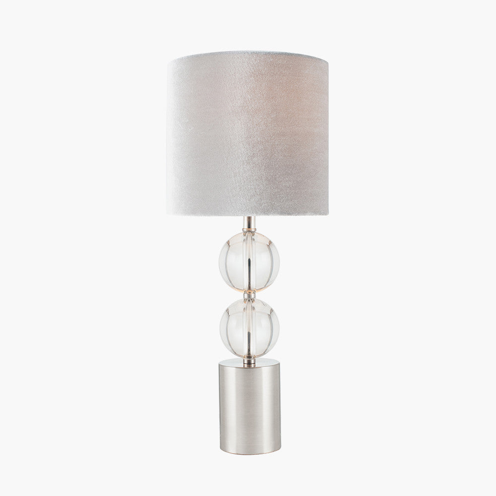Harris Brushed Silver and Clear Glass Table Lamp for sale - Woodcock and Cavendish