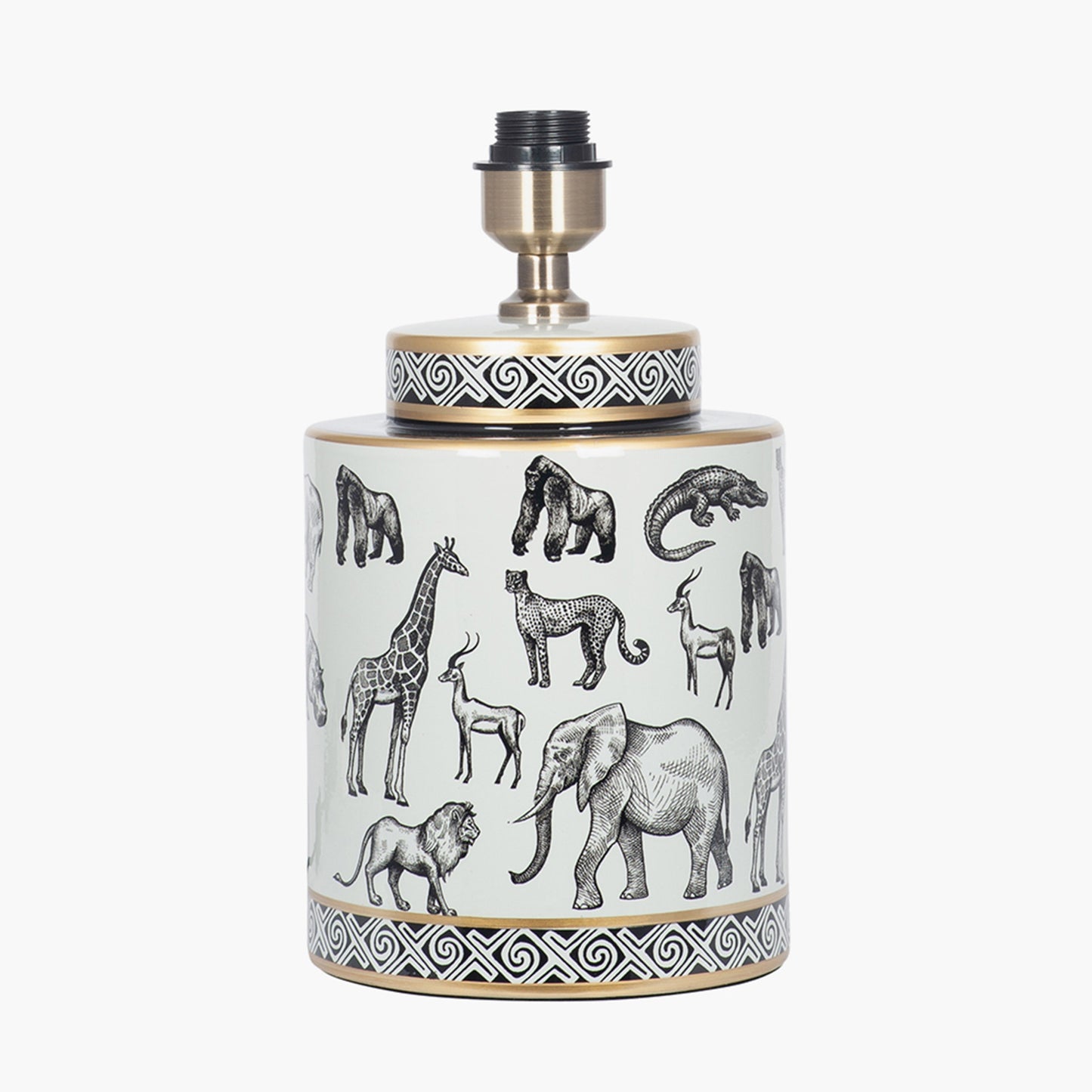 Bundala Black and White Safari Print Ceramic Table Lamp