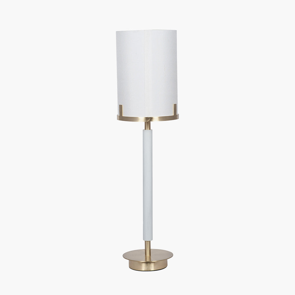 Midland Champagne Gold Metal and Marble Effect Table Lamp for sale - Woodcock and Cavendish