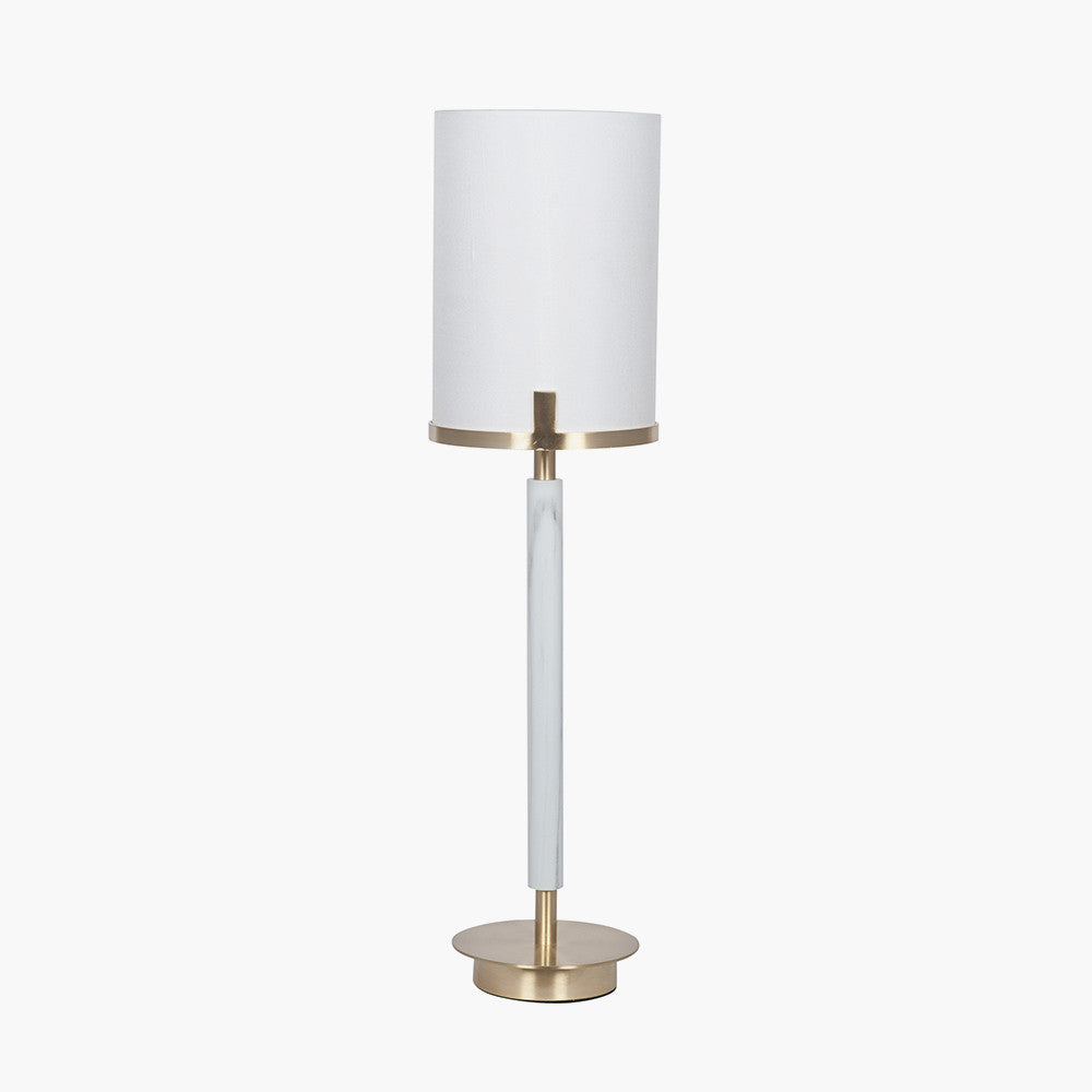 Midland Champagne Gold Metal and Marble Effect Table Lamp for sale - Woodcock and Cavendish