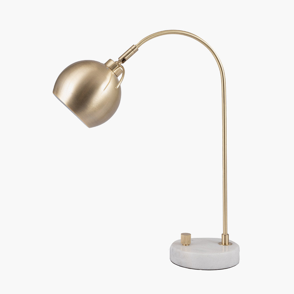 Feliciani Brushed Brass Metal and White Marble Task Lamp for sale - Woodcock and Cavendish