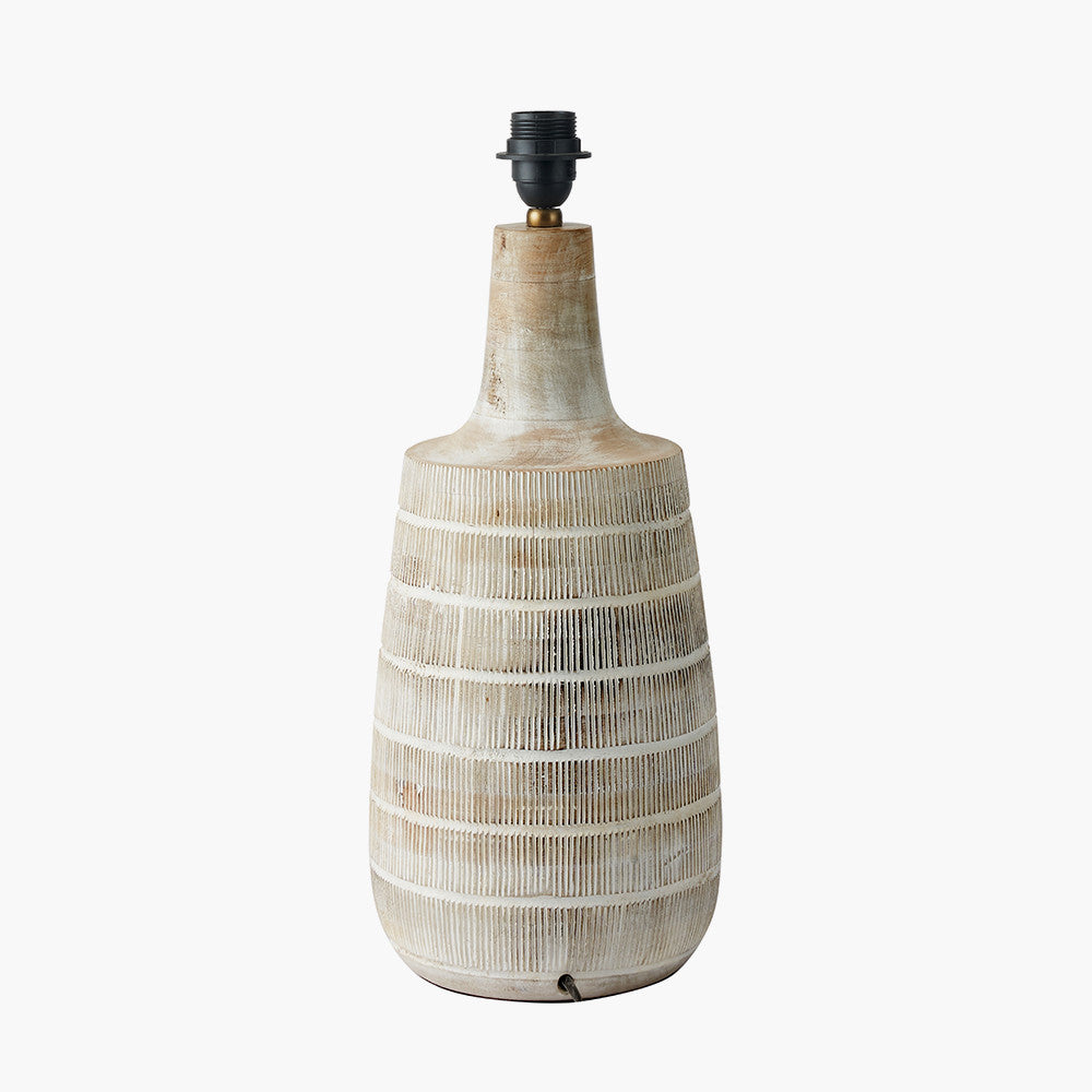 Dambula White Wash Wood Textured Tall Neck Table Lamp for sale - Woodcock and Cavendish