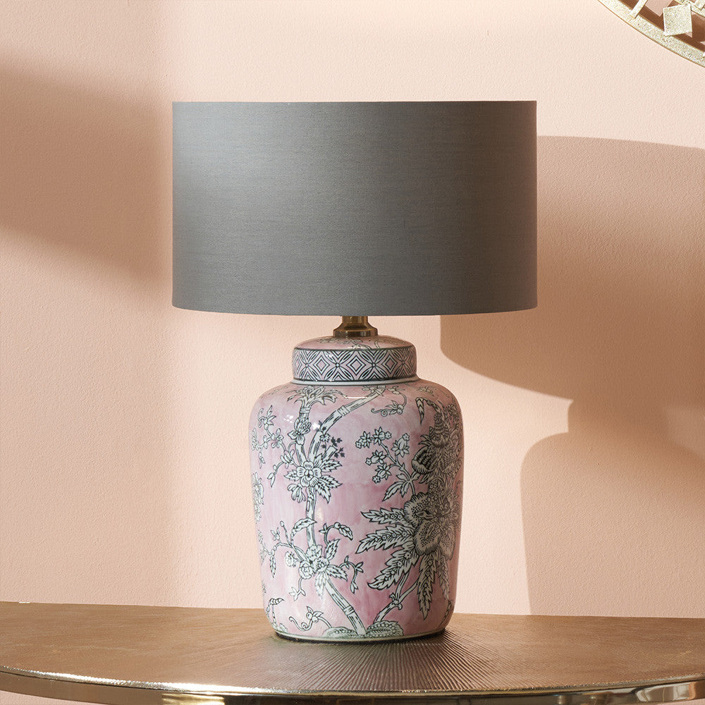 Alicia Pink Floral Ceramic Table Lamp for sale - Woodcock and Cavendish