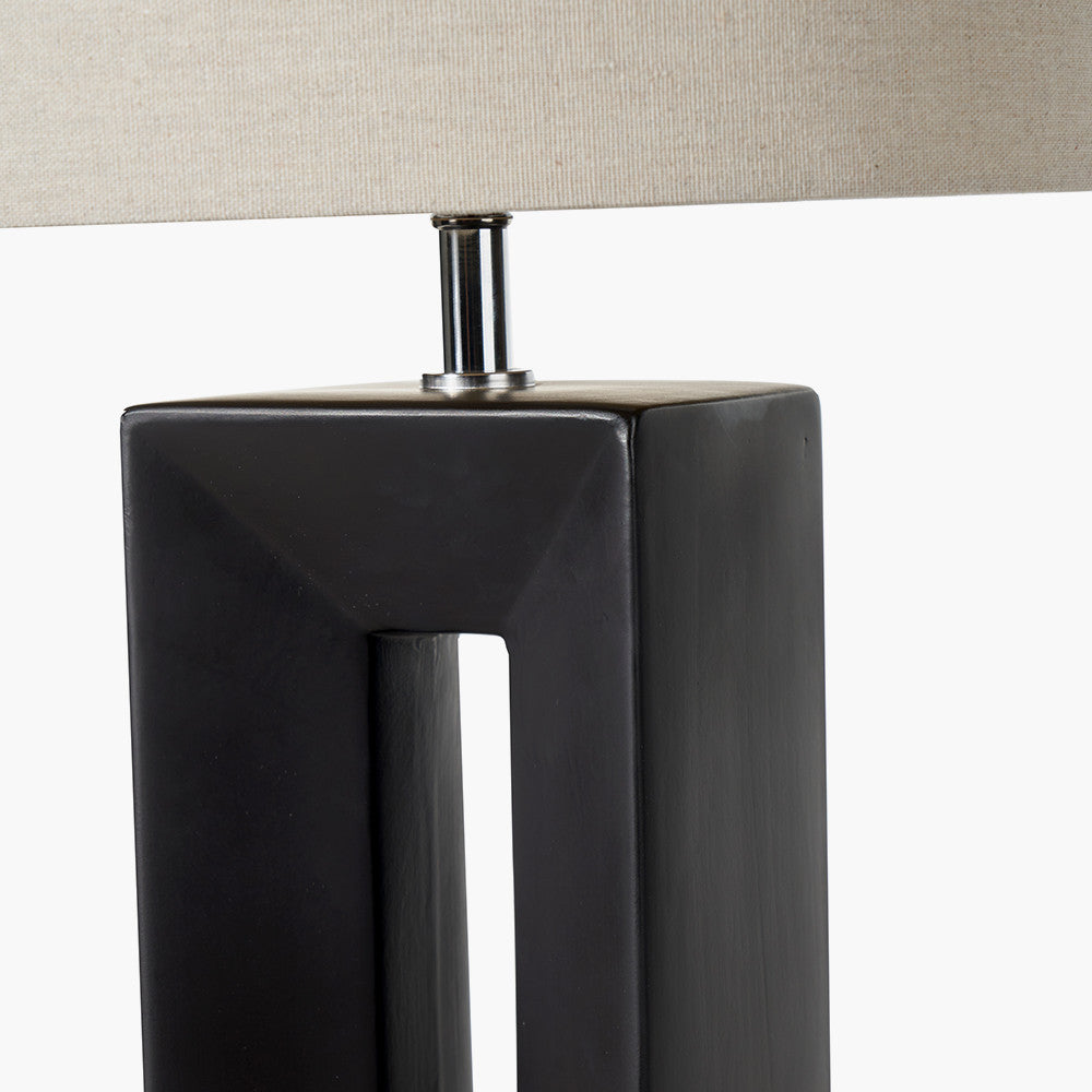 Block Black Ceramic Tall Table Lamp for sale - Woodcock and Cavendish