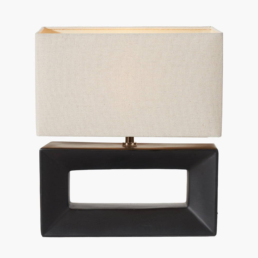 Block Black Ceramic Rectangular Table Lamp for sale - Woodcock and Cavendish
