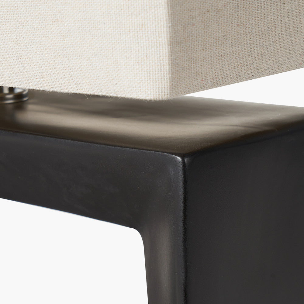 Block Black Ceramic Rectangular Table Lamp for sale - Woodcock and Cavendish