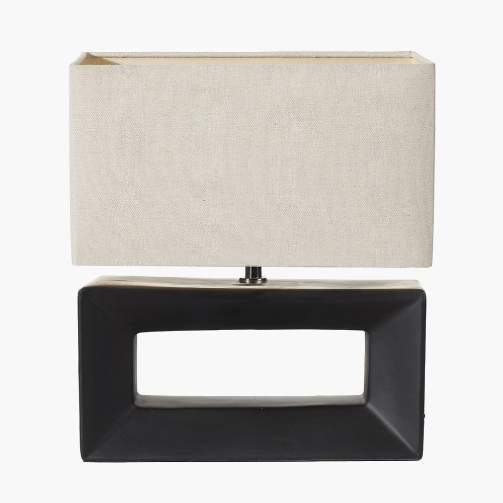 Block Black Ceramic Rectangular Table Lamp for sale - Woodcock and Cavendish