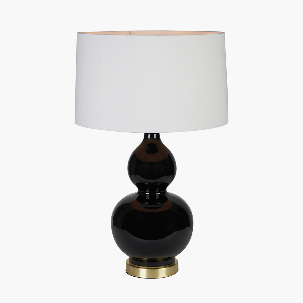 Gatsby Black Ceramic Table Lamp With Brushed Gold Metal Detail for sale - Woodcock and Cavendish