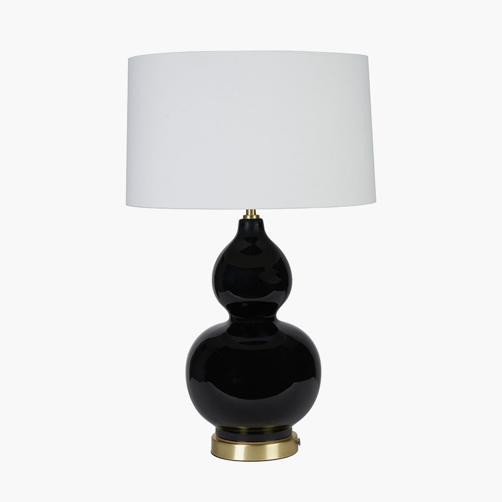 Gatsby Black Ceramic Table Lamp With Brushed Gold Metal Detail for sale - Woodcock and Cavendish