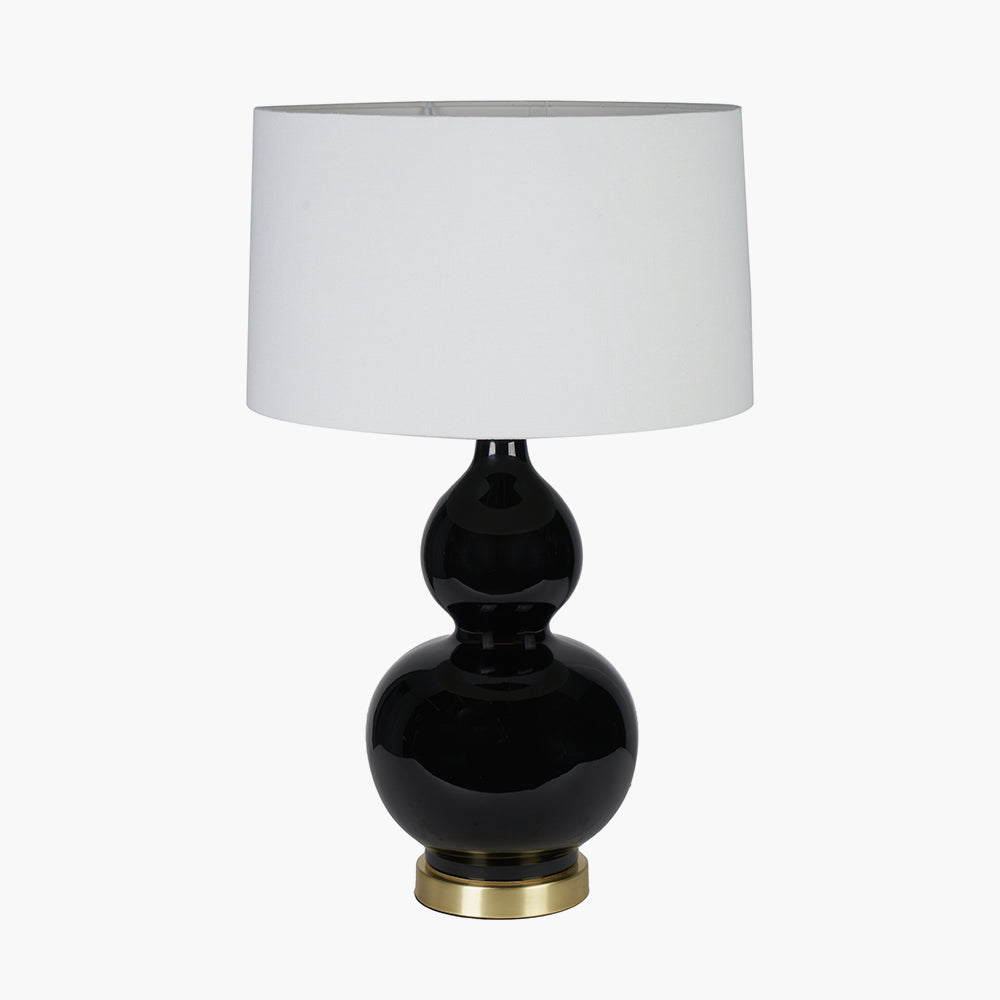 Gatsby Black Ceramic Table Lamp With Brushed Gold Metal Detail for sale - Woodcock and Cavendish