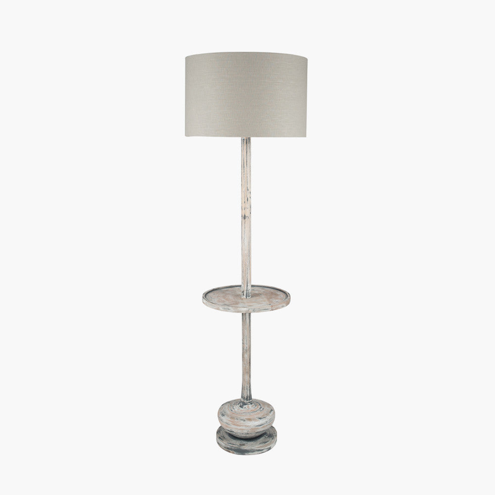 Hemi Vintage Grey Wood Floor Lamp with Table for sale - Woodcock and Cavendish