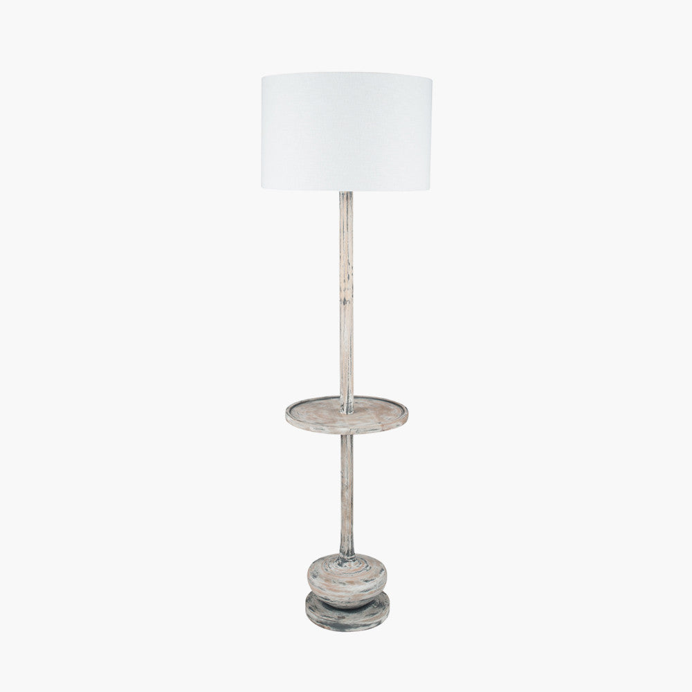 Hemi Vintage Grey Wood Floor Lamp with Table for sale - Woodcock and Cavendish