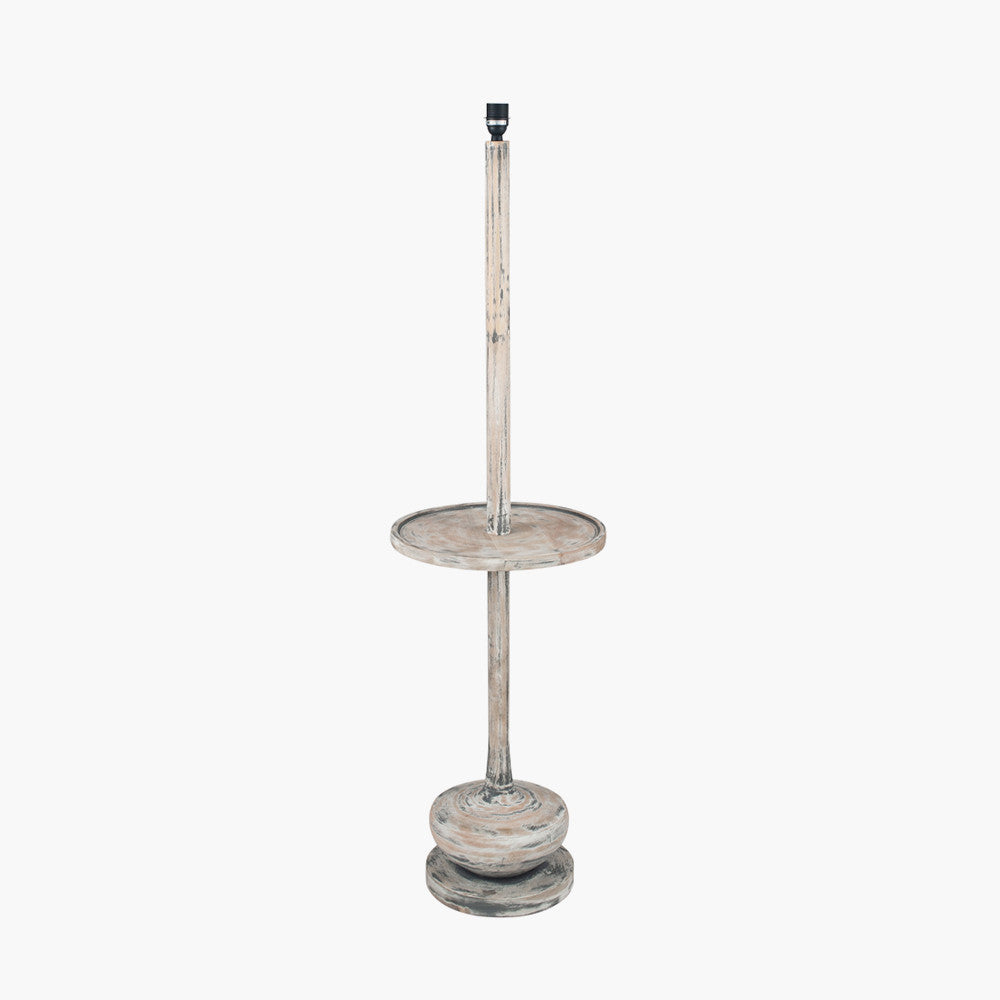 Hemi Vintage Grey Wood Floor Lamp with Table for sale - Woodcock and Cavendish