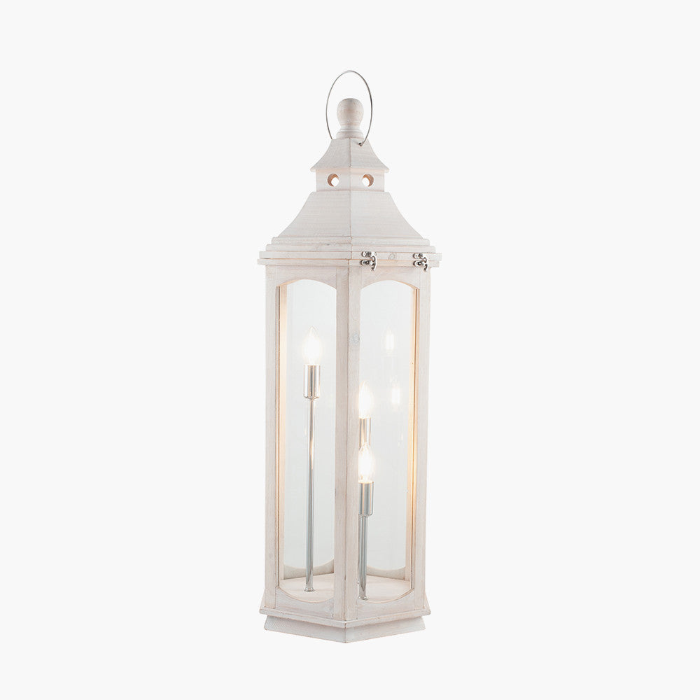 Adaline White Wash Wood Lantern Floor Lamp for sale - Woodcock and Cavendish