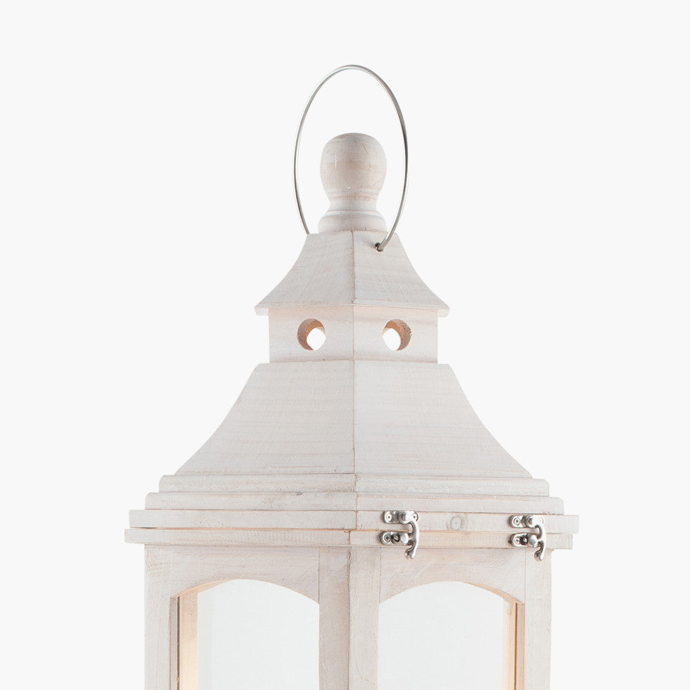 Adaline White Wash Wood Lantern Floor Lamp for sale - Woodcock and Cavendish