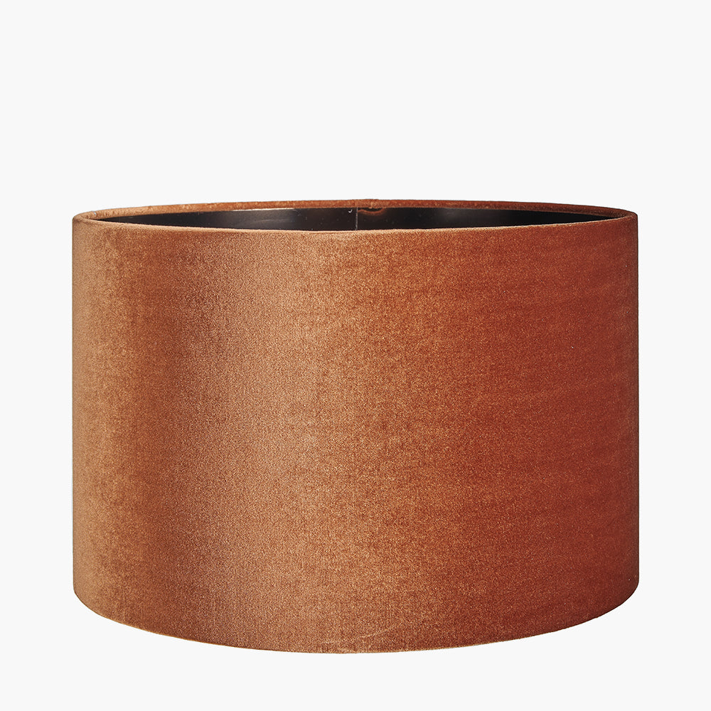 Bow 35cm Tobacco Velvet Cylinder Shade for sale - Woodcock and Cavendish