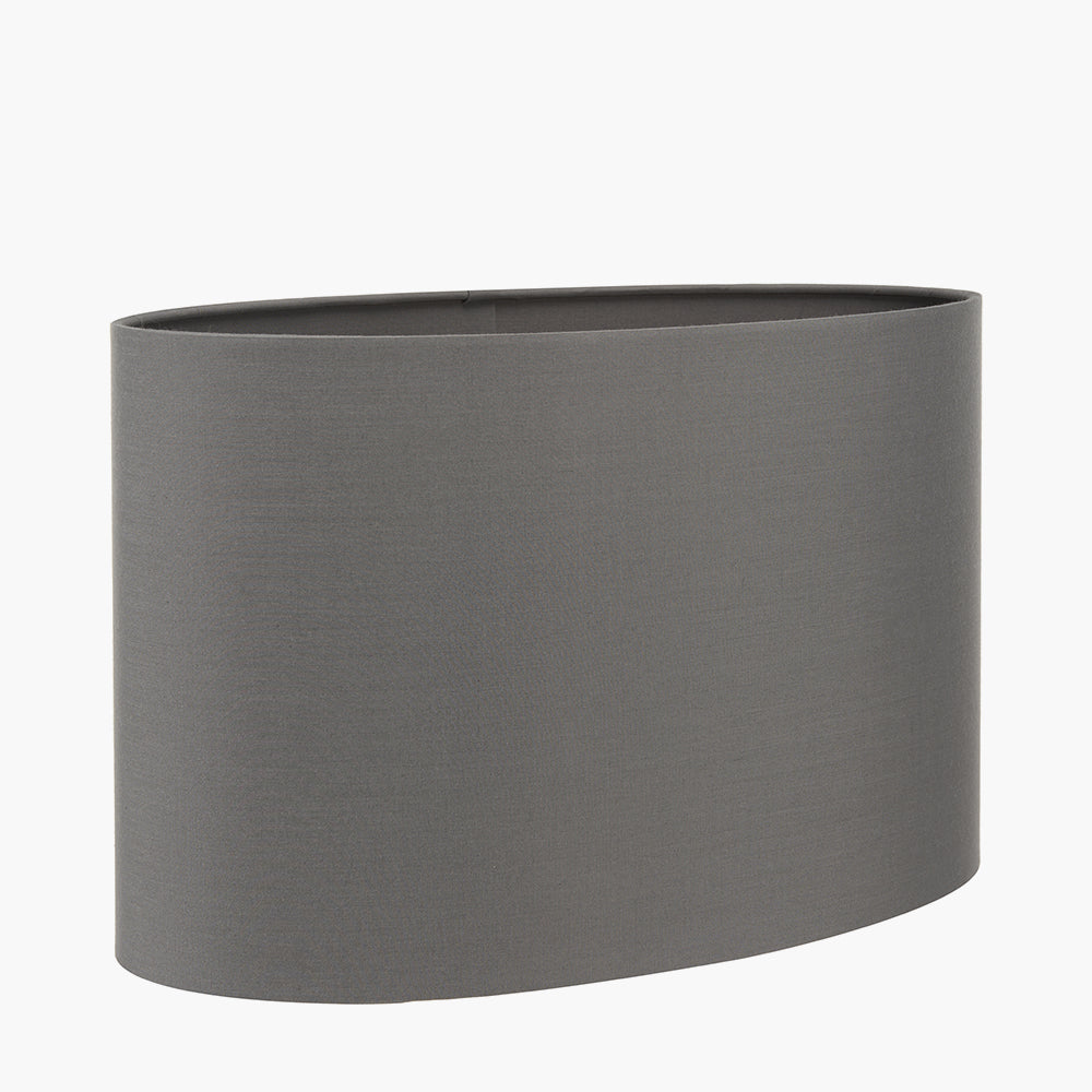 Mia 35cm Steel Grey Oval Poly Cotton Shade for sale - Woodcock and Cavendish