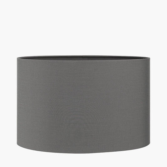 Mia 35cm Steel Grey Oval Poly Cotton Shade for sale - Woodcock and Cavendish
