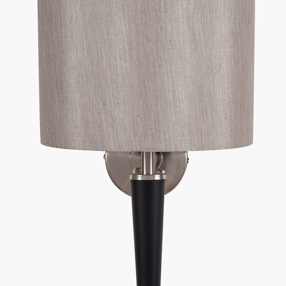 Lowry Brushed Silver and Matt Black Metal Wall Lamp for sale - Woodcock and Cavendish