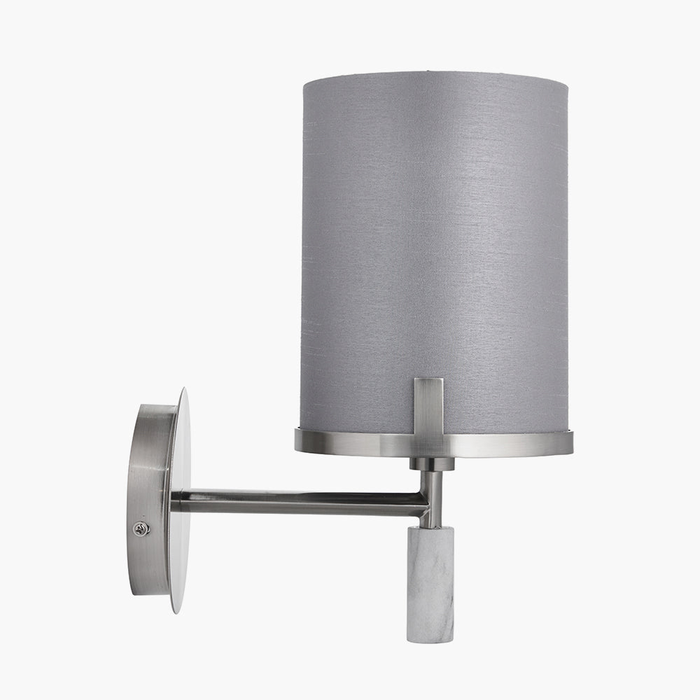 Midland Brushed Nickel and Grey Marble Effect Wall Light for sale - Woodcock and Cavendish