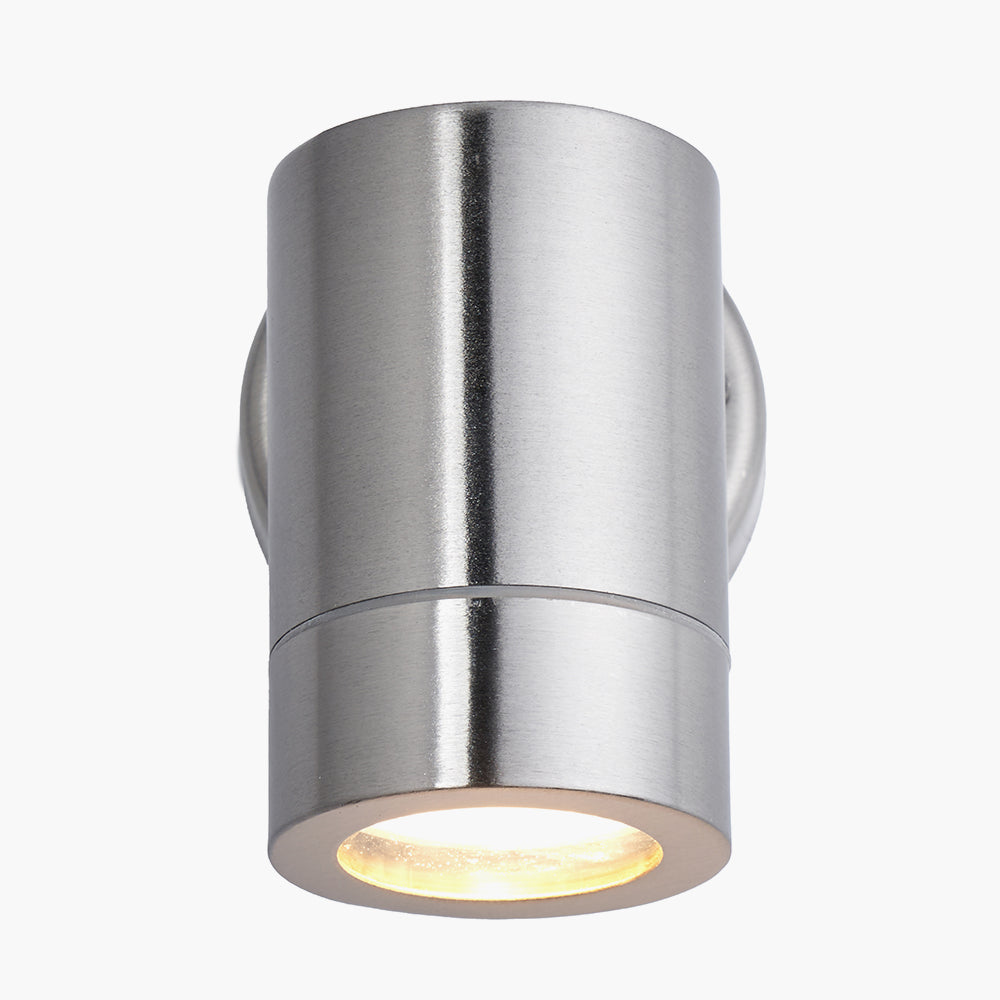 Lantana Brushed Steel Metal Fixed Spot Wall Light for sale - Woodcock and Cavendish