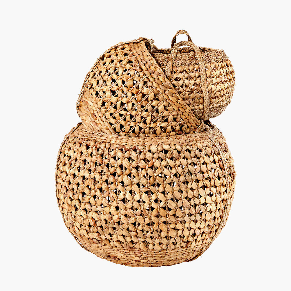 S/3 Woven Water Hyacinth Handled Round Baskets for sale - Woodcock and Cavendish