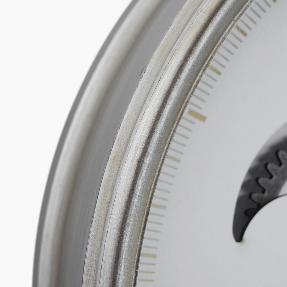 White and Silver Metal Cogs Wall Clock for sale - Woodcock and Cavendish