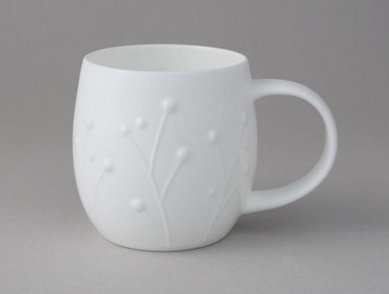 Plum Flax White Bone China Mug for sale - Woodcock and Cavendish