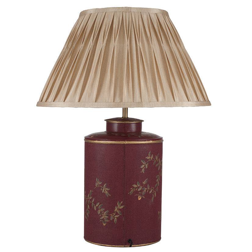 Golden Bird Hand Painted Red Metal Table Lamp for sale - Woodcock and Cavendish