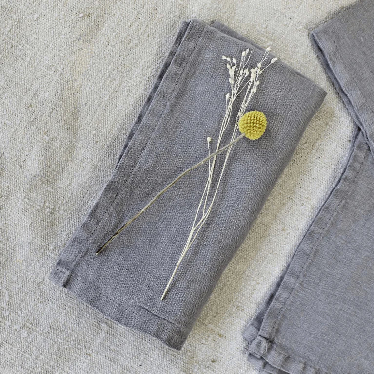 Linen Light Grey Plain Edge Napkins - Set of 2 for sale - Woodcock and Cavendish