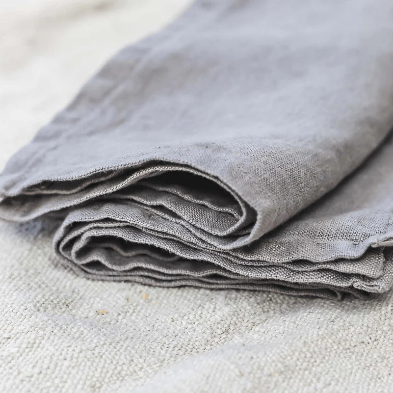 Linen Light Grey Plain Edge Napkins - Set of 2 for sale - Woodcock and Cavendish