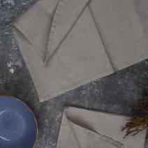 Linen Taupe Plain Edge Napkins - Set of 2 for sale - Woodcock and Cavendish