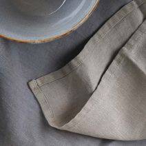 Linen Taupe Plain Edge Napkins - Set of 2 for sale - Woodcock and Cavendish