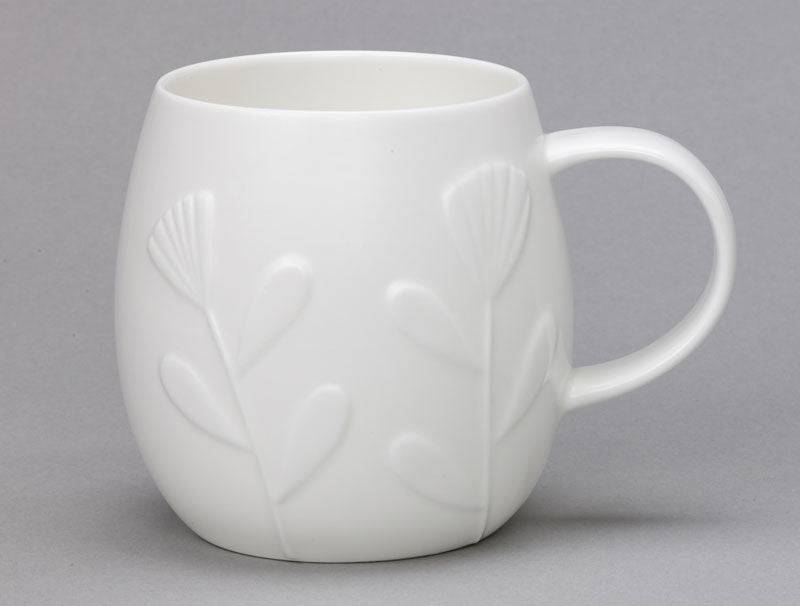 Plum Bud White Bone China Mug - Large for sale - Woodcock and Cavendish