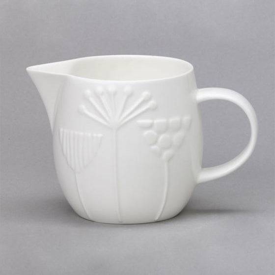 Plum Large White Bone China Jug for sale - Woodcock and Cavendish