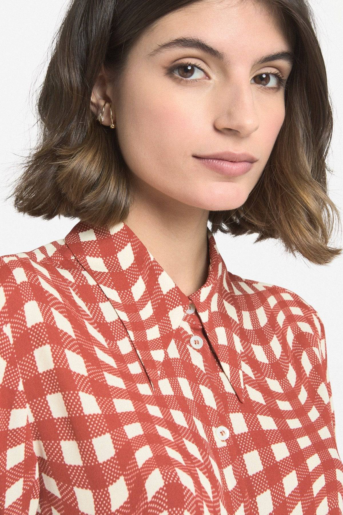 Print Silk Blend Shirt for sale - Woodcock and Cavendish