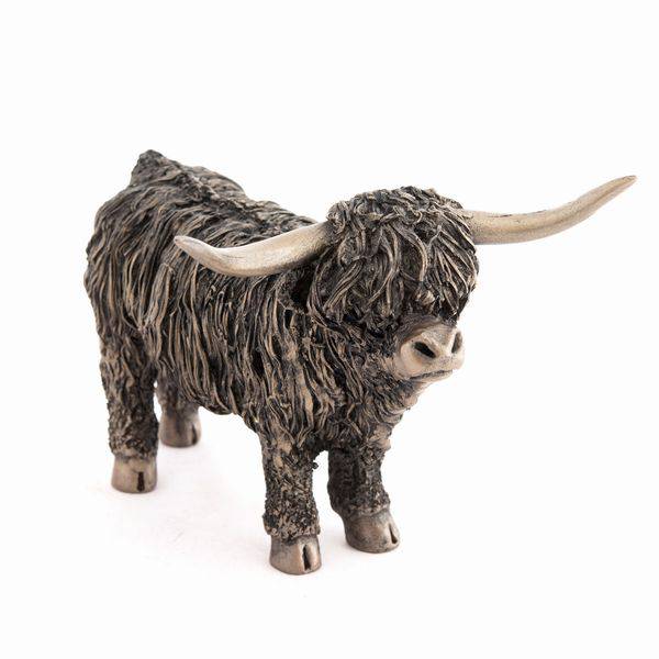 Standing Highland Cow Bronze Sculpture - Small for sale - Woodcock and Cavendish