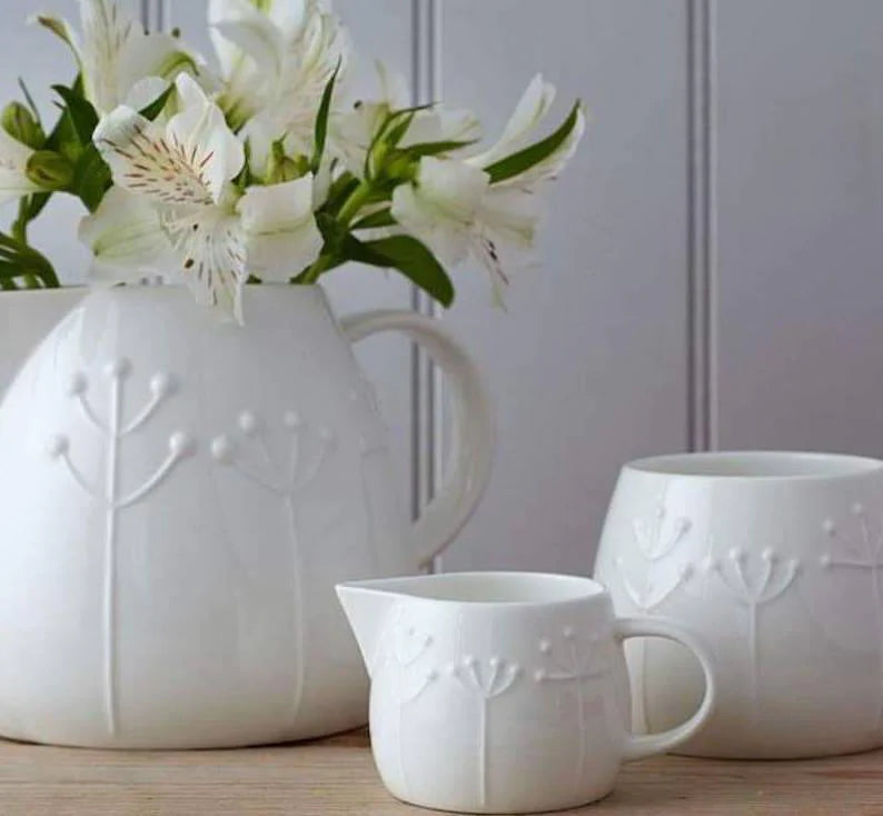 Tulip Extra Large White Bone China Jug for sale - Woodcock and Cavendish