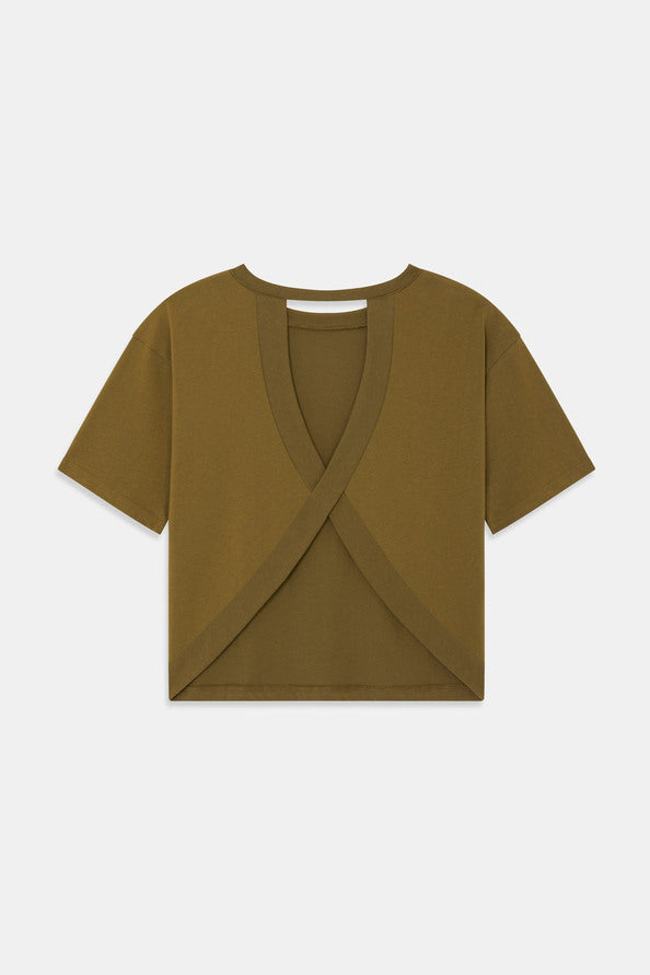 Khaki Open-Back T-Shirt