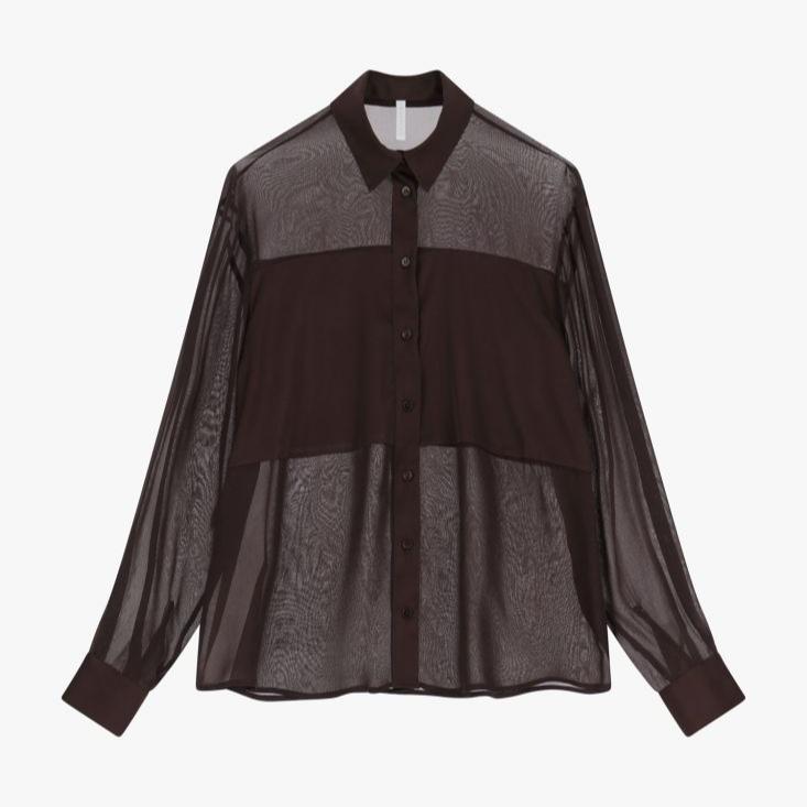 Transparent shirt with buttons