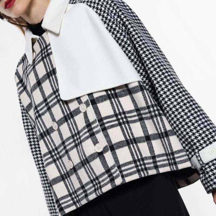 Patterned Jacket Short Double-Breasted