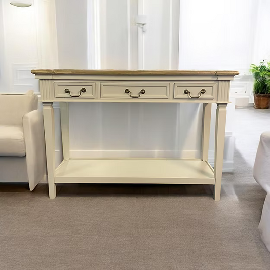 112cm Wooden Console Table with Drawers & Shelf