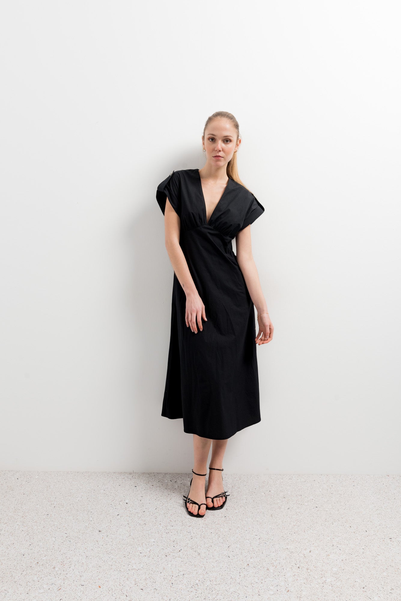 Black Poplin Midi Dress | Timeless Elegance & Effortless Comfort