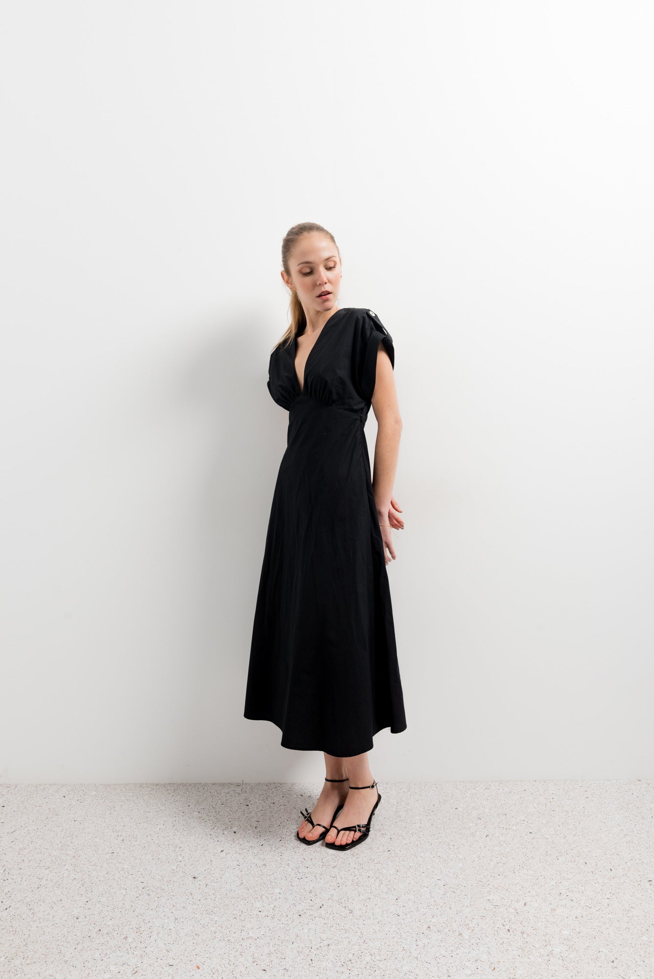 Black Poplin Midi Dress | Timeless Elegance & Effortless Comfort